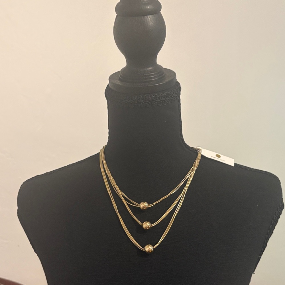 Layered Triple Ball Gold Necklace - Women Jewelry